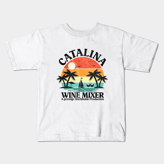 CATALINA WINE MIXER VINTAGE RETRO SUNSET Kids T-Shirt by RiseInspired